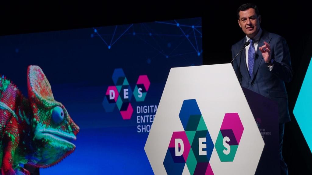 Juanma Moreno, durante su intervención en DES.