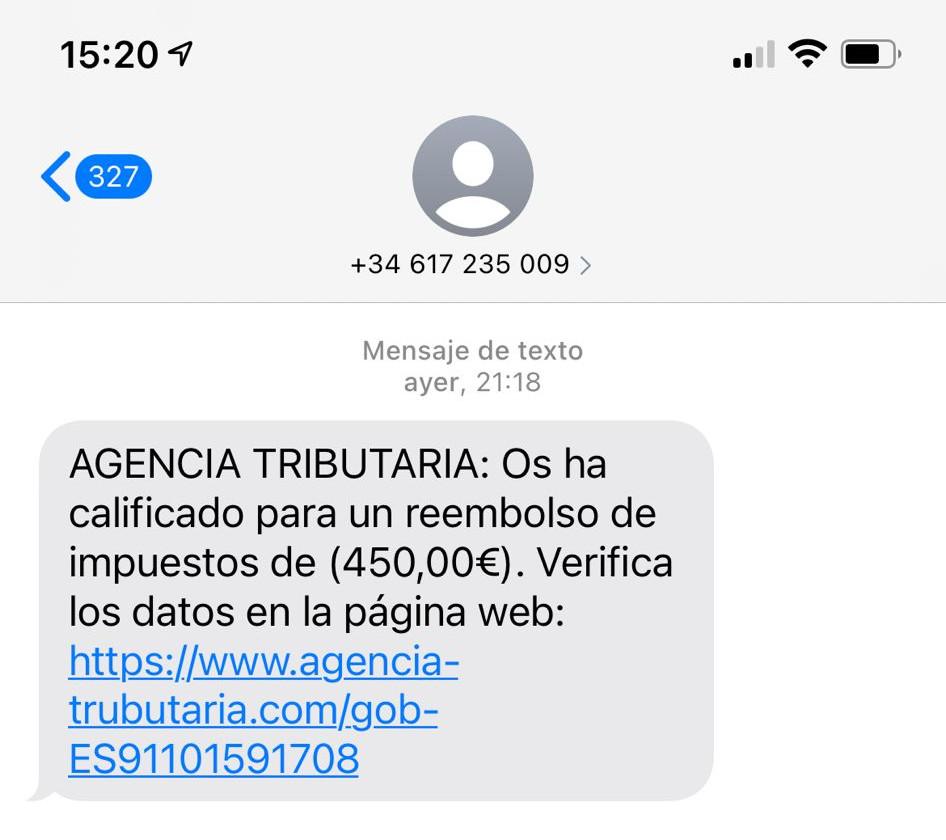 Captura de uno de los SMS que están llegando a los móviles de Galicia