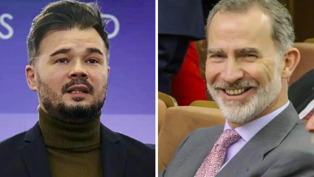 Rufián y el rey Felipe VI en un fotomontaje.