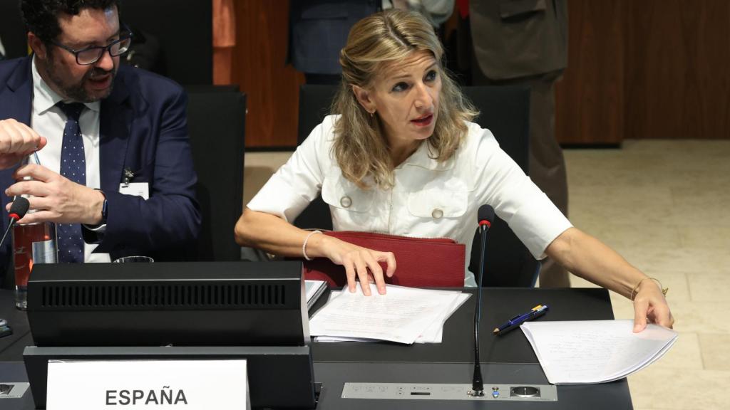 La vicepresidenta segunda, Yolanda Díaz, en la reunión de ministros de Trabajo de la UE en Luxemburgo del pasado 16 de junio.