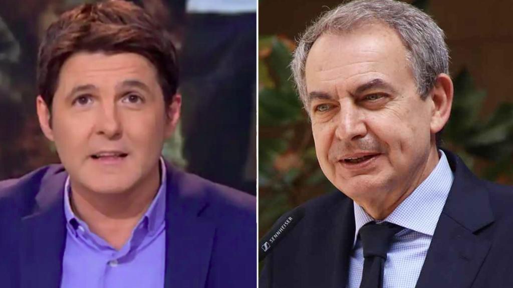 Jesús Cintora y Zapatero en un fotomontaje.