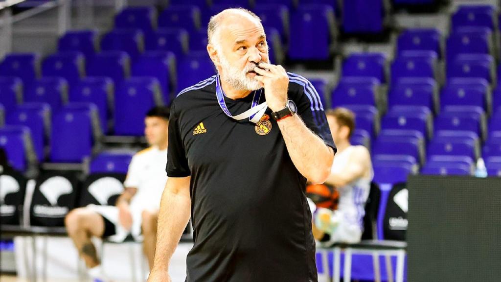 Pablo Laso en el entrenamiento.