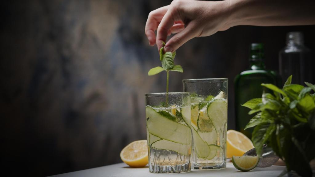 Preparación de un mint tonic.