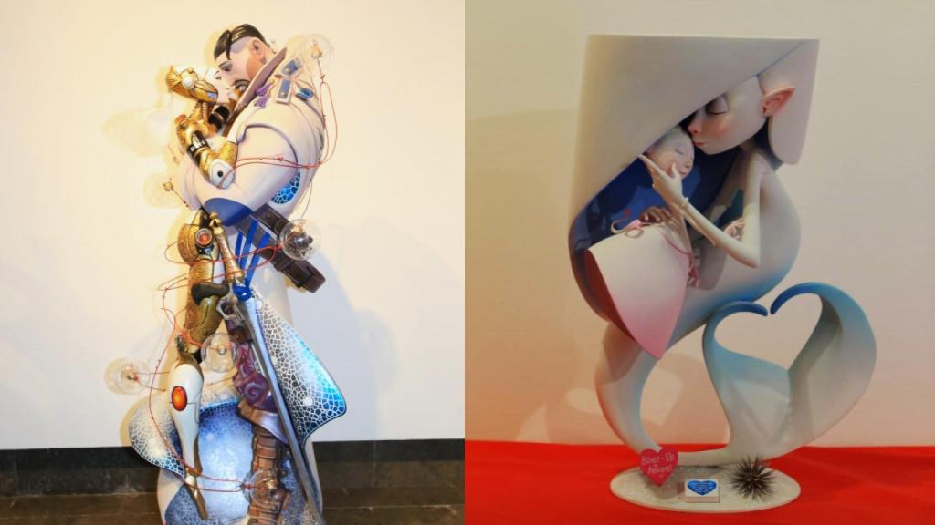 Los ninots indultados de este año son de Carlos Carsí para Sagrada Familia y de Fernando Foix y Greco Acebedo para Baver Els Antigons (derecha).