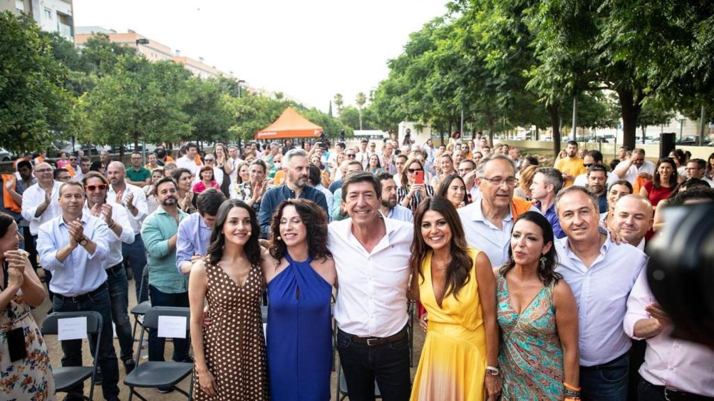 El candidato de Cs, Juan Marín, durante el acto de cierre de campaña.