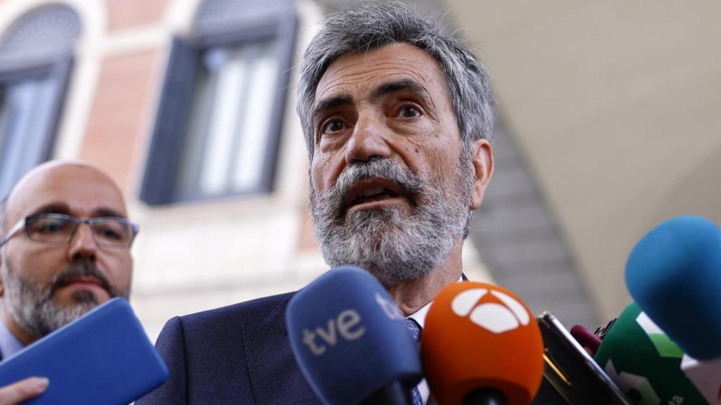 El presidente del Tribunal Supremo y del CGPJ, Carlos Lesmes, este viernes en el Congreso. º