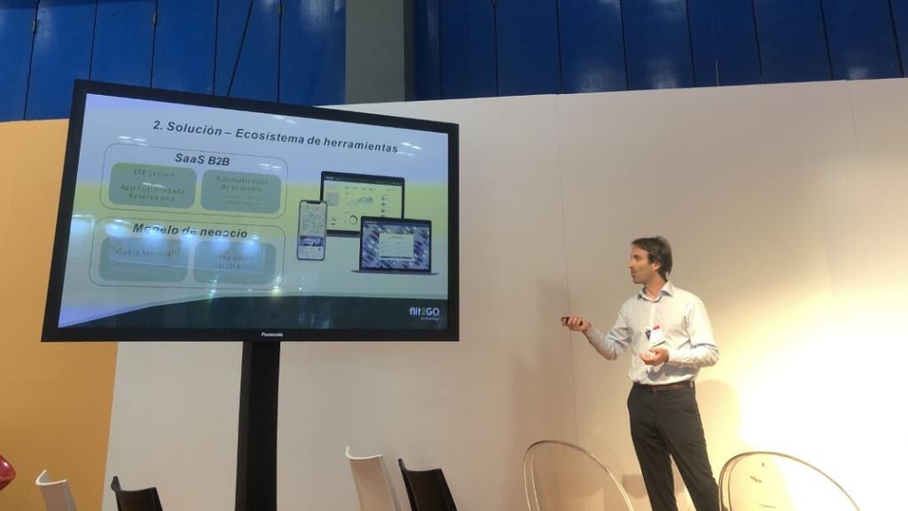 Pablo Casañ, CEO de Flit2Go, durante su 'pitch' el pasado 14 de junio en Global Mobility Call.