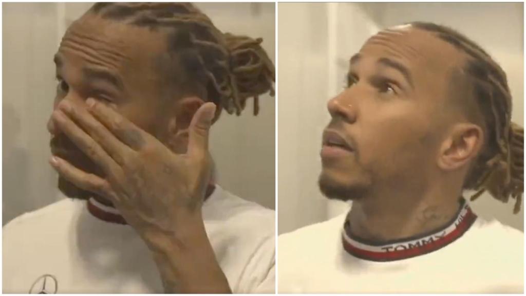Lewis Hamilton muestra su frustración con el Mercedes W13