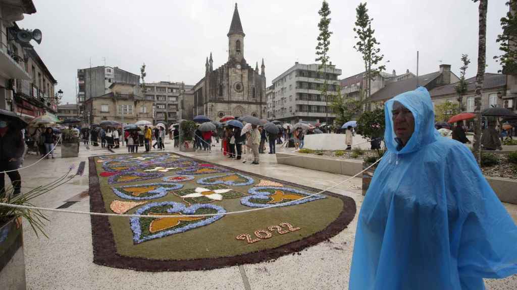 Alfombras florales en Ponteareas (Pontevedra) con motivo del Corpus Christi.