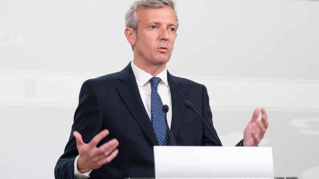 El presidente de la Xunta, Alfonso Rueda, en una conferencia de prensa posterior al Consello de la Xunta.