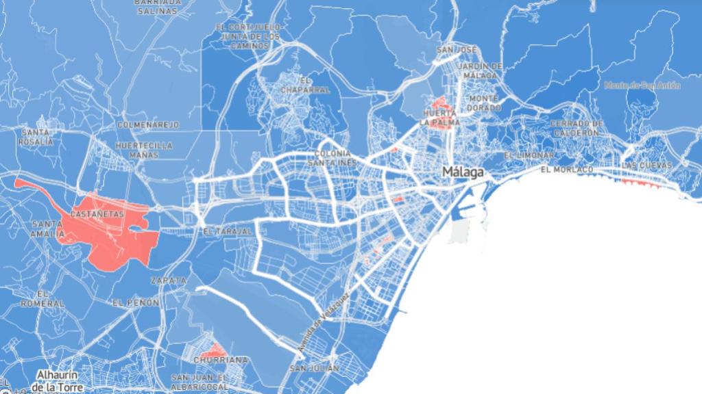 Mapa electoral de Málaga en 2022.