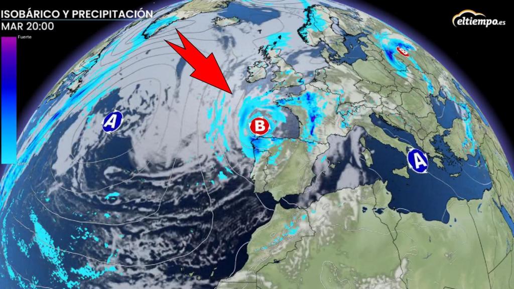 La borrasca que afecta al noroeste de la Península en los primeros días de verano. Eltiempo.es.