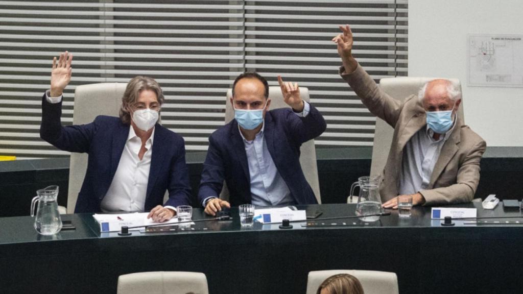 Los 'carmenistas' Marta Higueras, Luis Cueto Álvarez y José Manuel Calvo.