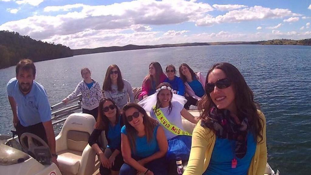 Paseando en barco por el pantano del Zújar.