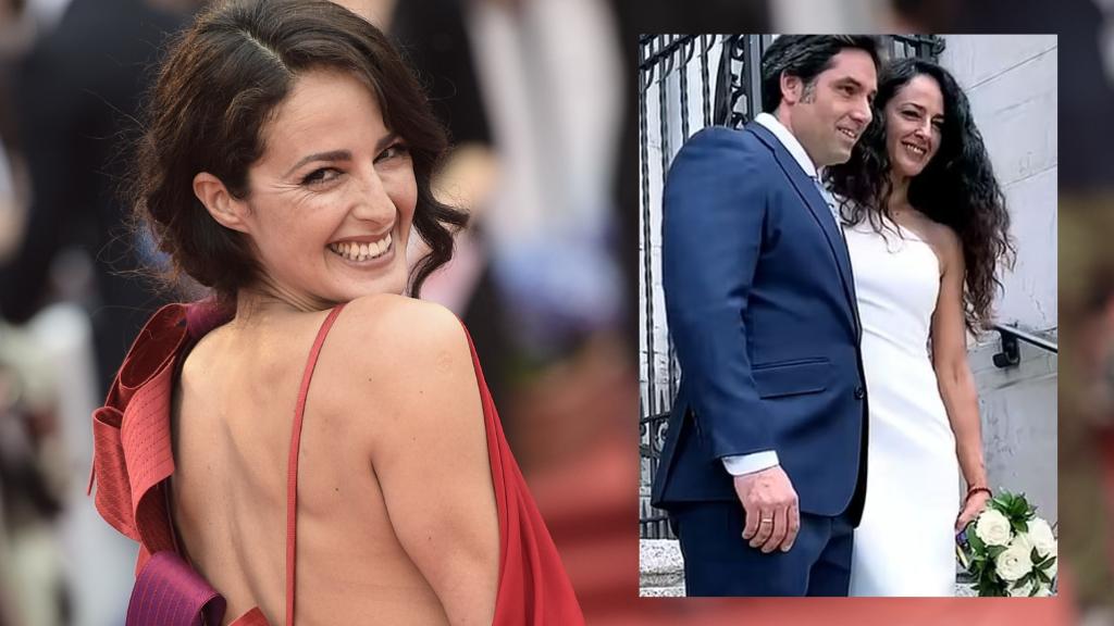 Mónica Estarreado en un montaje de EL ESPAÑOL junto a su flamante marido, Ricardo Bosan.