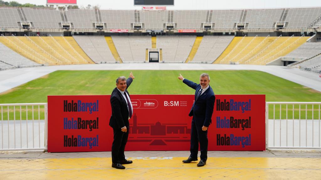 Laporta en la presentación del acuerdo con el Estadio Olímpico Lluis Companys