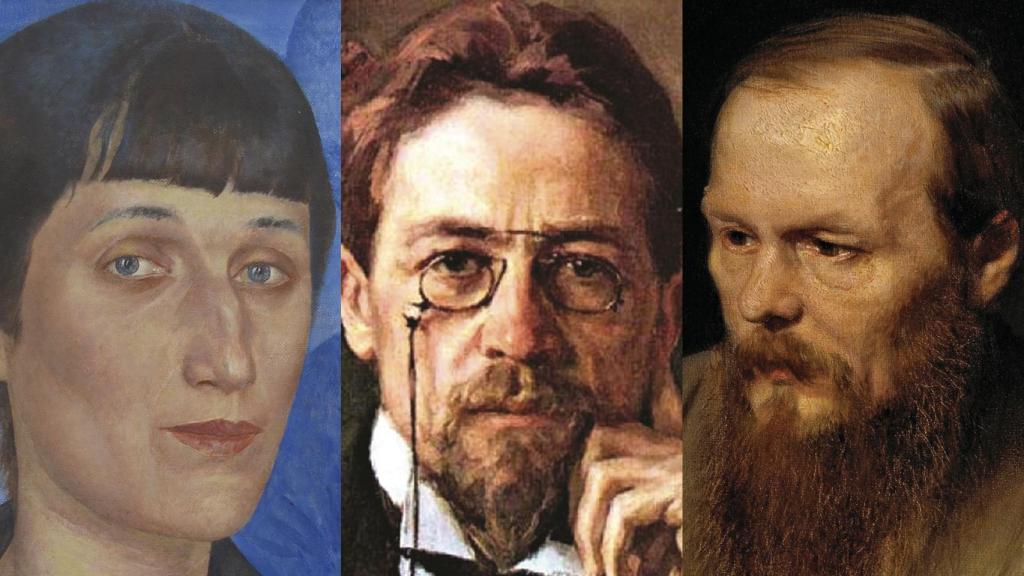 Anna Ajmátova, Antón Chéjov y Fiódor Dostoievski