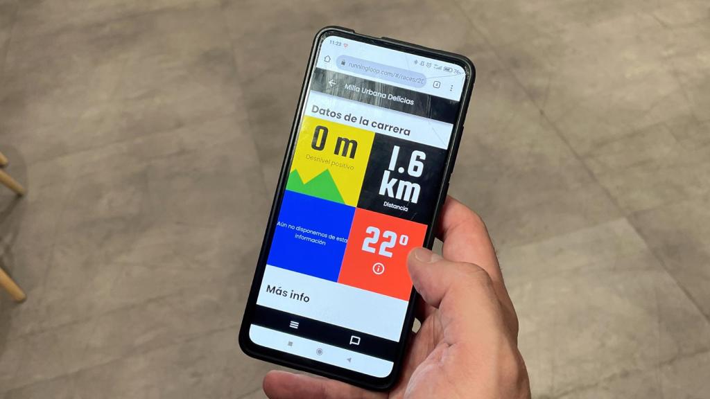 Los datos de una carrera en la webapp Running Loop.