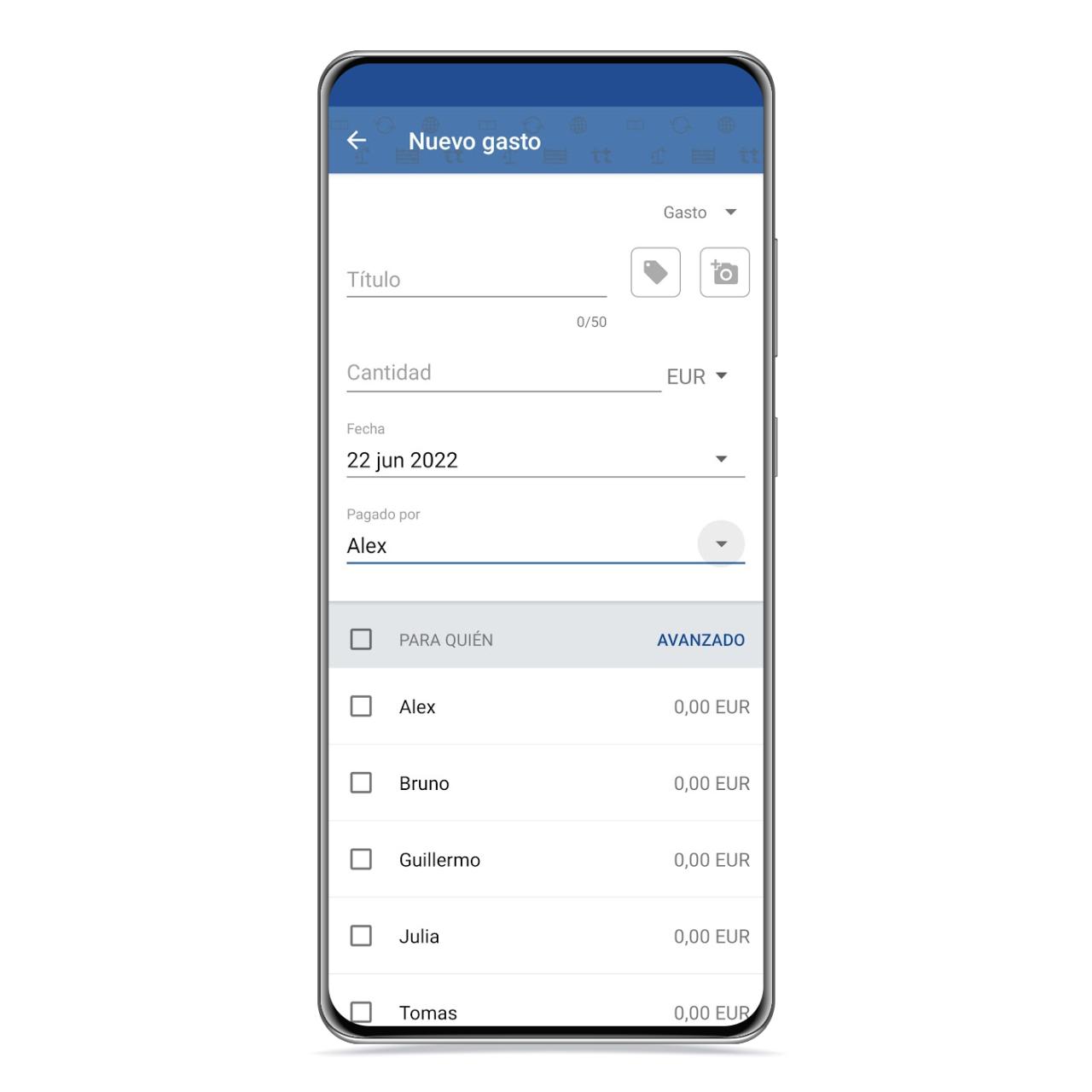 Nuevo gasto en Tricount