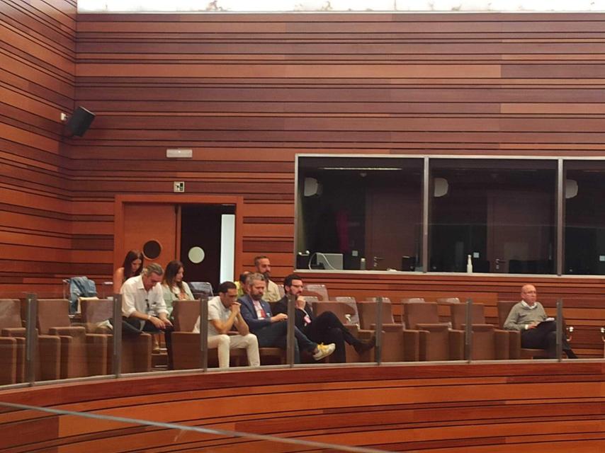 Los representantes de la CEOE y los sindicatos durante la presentación de la PNL sobre el Diálogo Social en las Cortes.