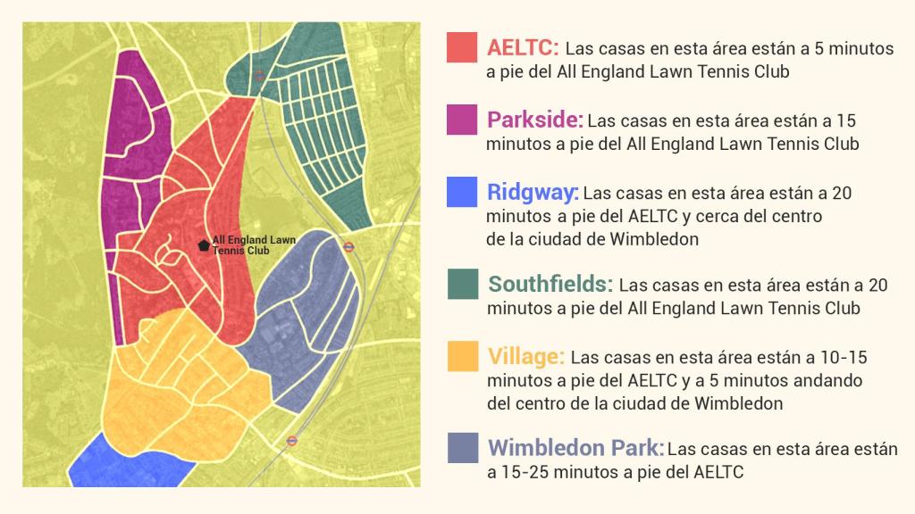Mapa del alquiler de viviendas en los alrededores de Wimbledon