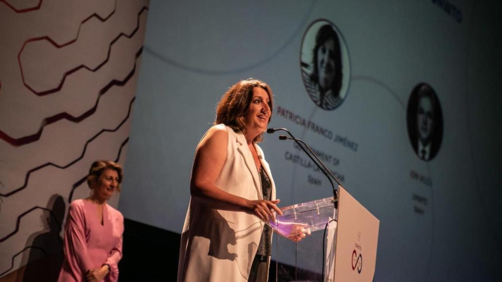 Patricia Franco, consejera de Economía, Empresas y Empleo de Castilla-La Mancha durante la inauguración de Conecta F&E.