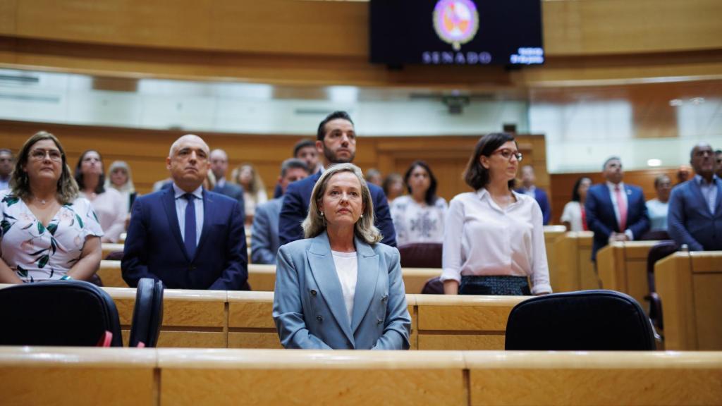 La vicepresidenta primera y ministra de Asuntos Económicos y Transformación Digital, Nadia Calviño, durante el Pleno del Senado del 21 de junio de 2022.