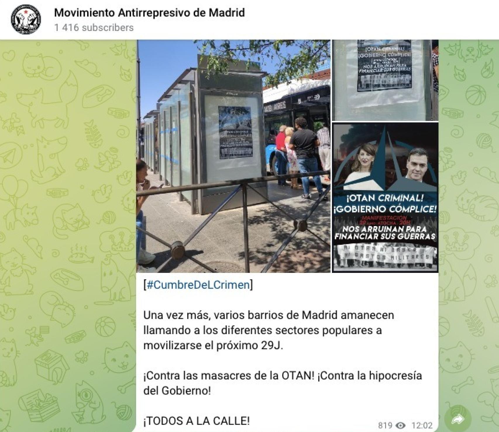 El Movimiento Antirrepresivo alienta a sus seguidores a manifestarse contra la cumbre.