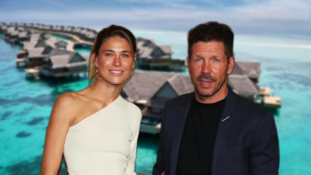 Carla Pereyra y Diego Simeone en un fotomontaje de EL ESPAÑOL.