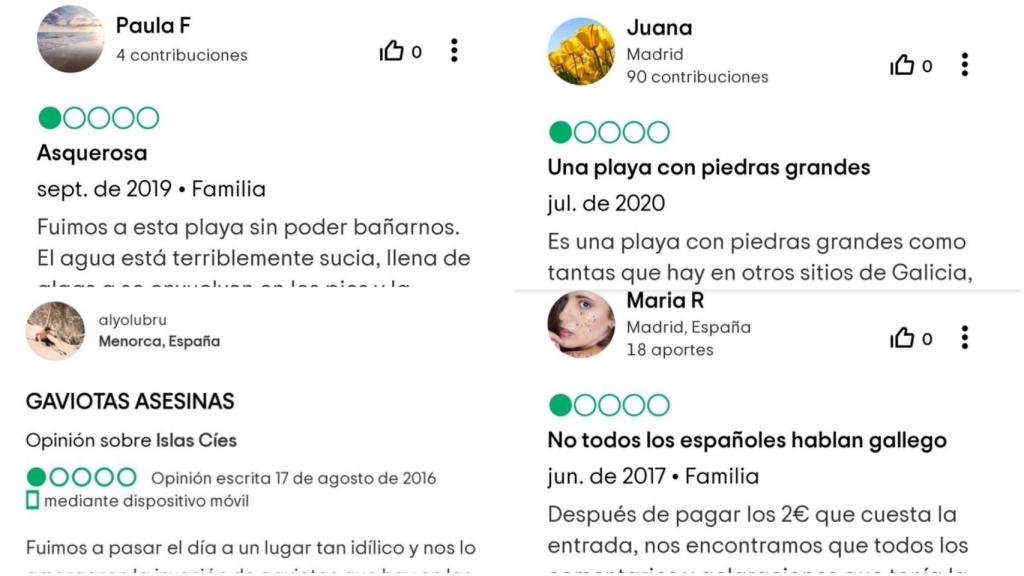 Algunas de las críticas de los turistas hacia Galicia.