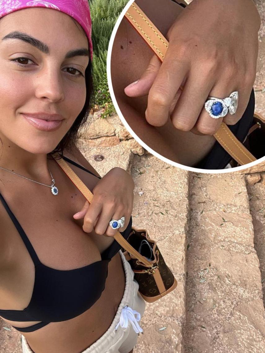 Georgina con un anillo de diamantes de Cartier.