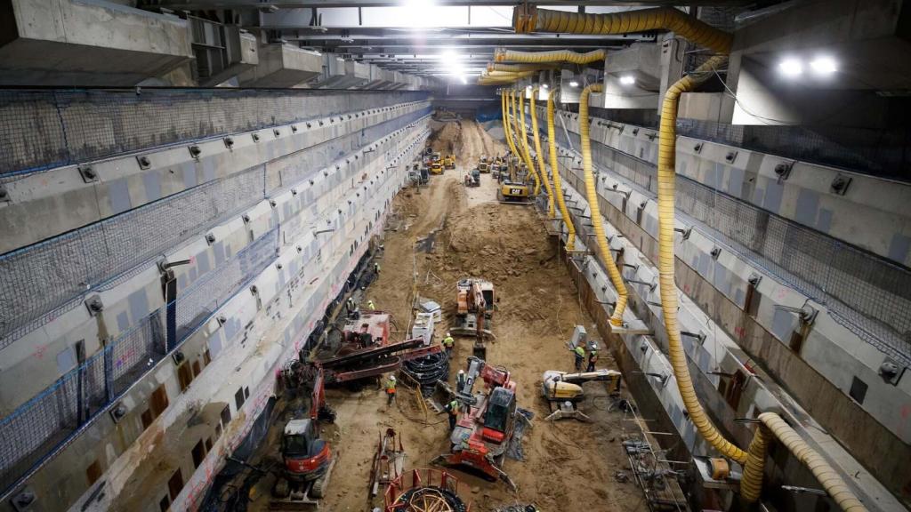 Las obras del invernadero del Santiago Bernabéu en febrero.