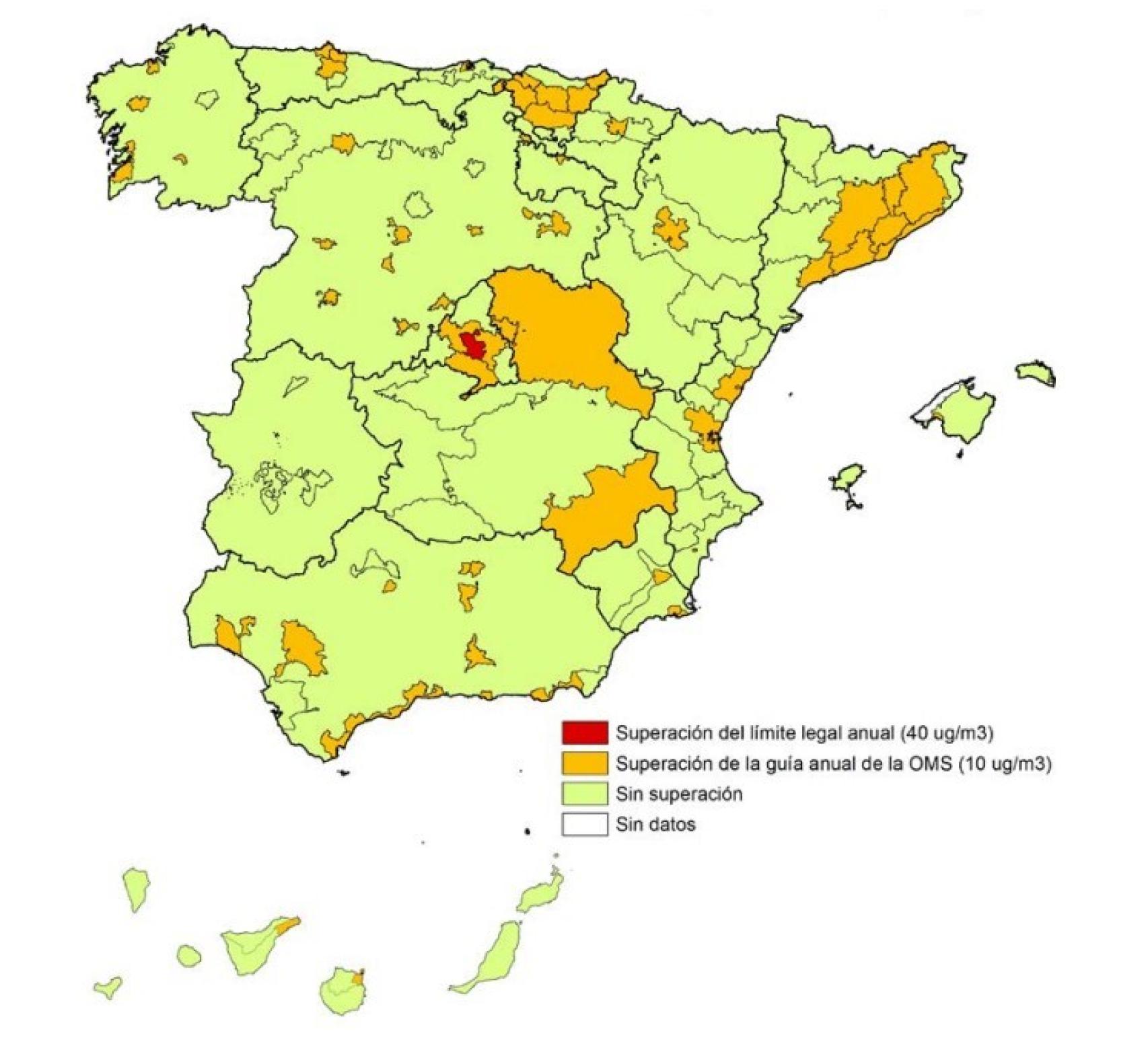 Evaluación del dióxido de nitrógeno, NO2, en 2021.