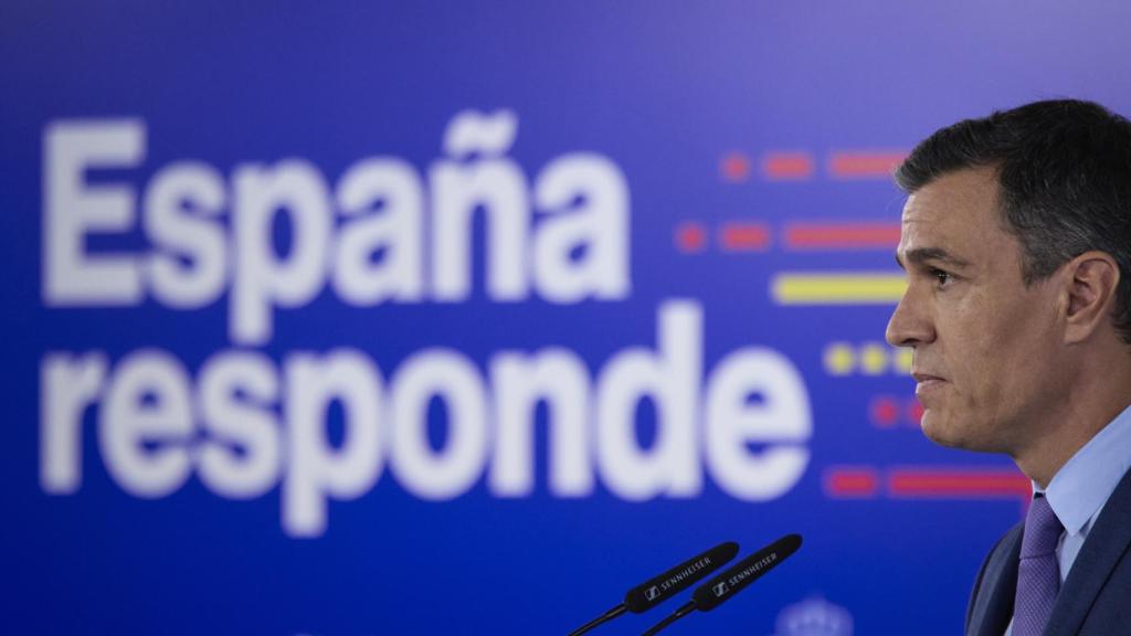 Pedro Sánchez tras el Consejo de Ministros extraordinario del sábado.