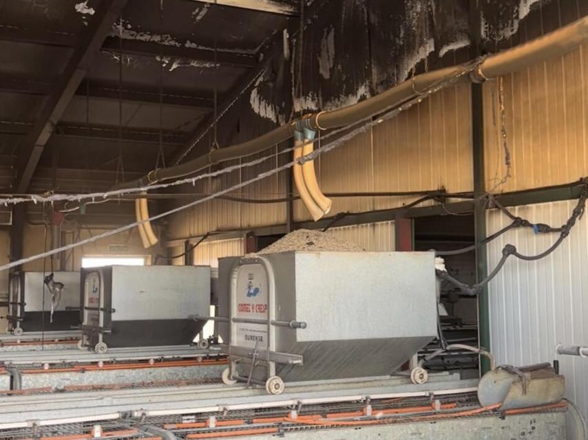 Imagen de la explotación agrícola tras el incendio de este domingo.