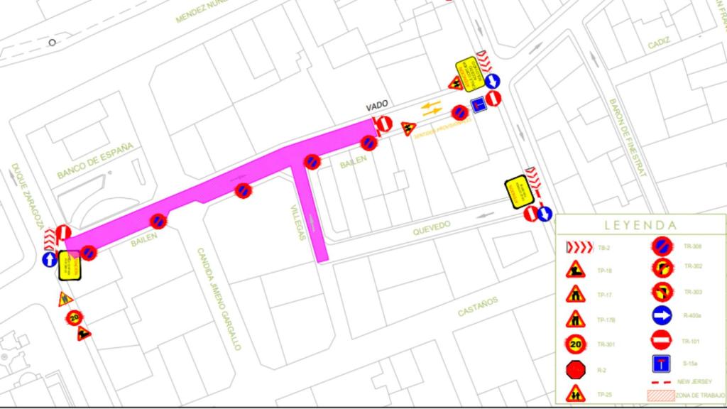 Mapa del corte de tráfico en el centro de Alicante.