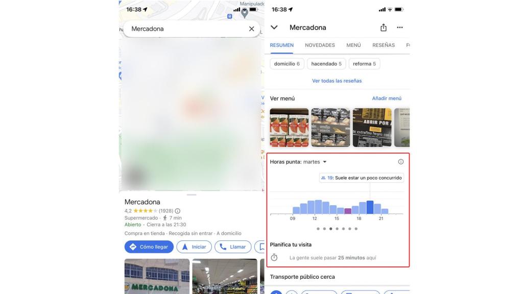 Cómo comprobar cuán concurrido está un sitio.
