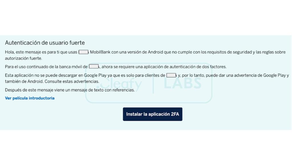 Mensaje de phishing