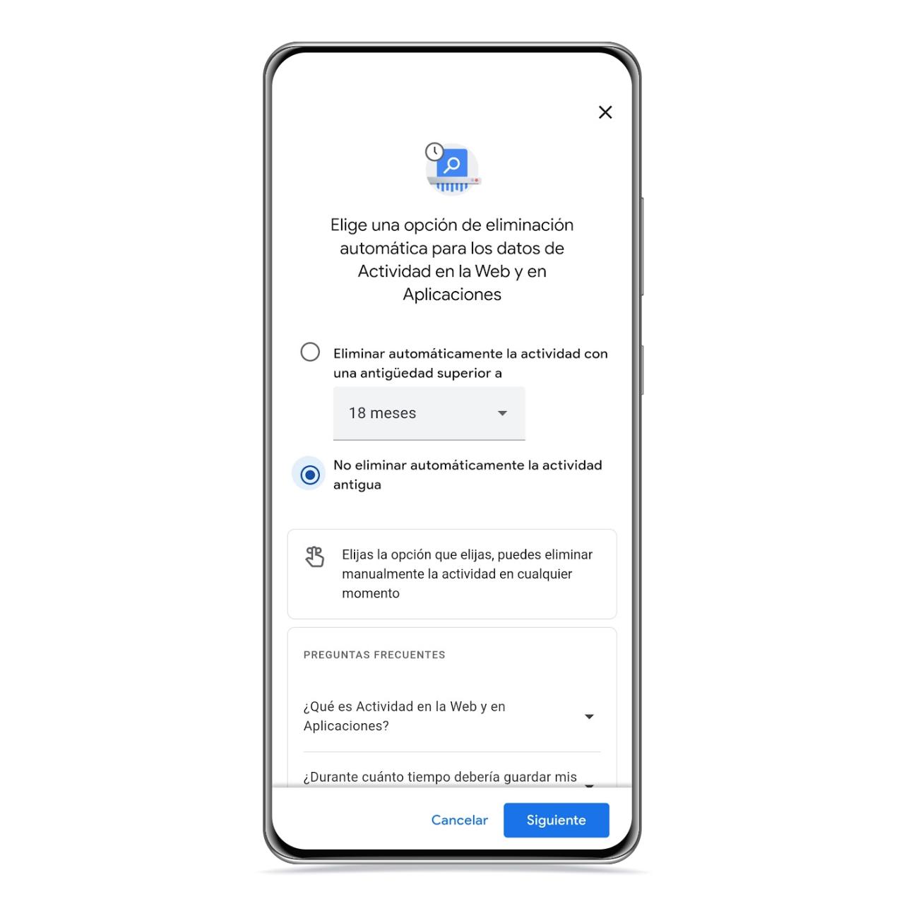 Eliminación automática de actividad