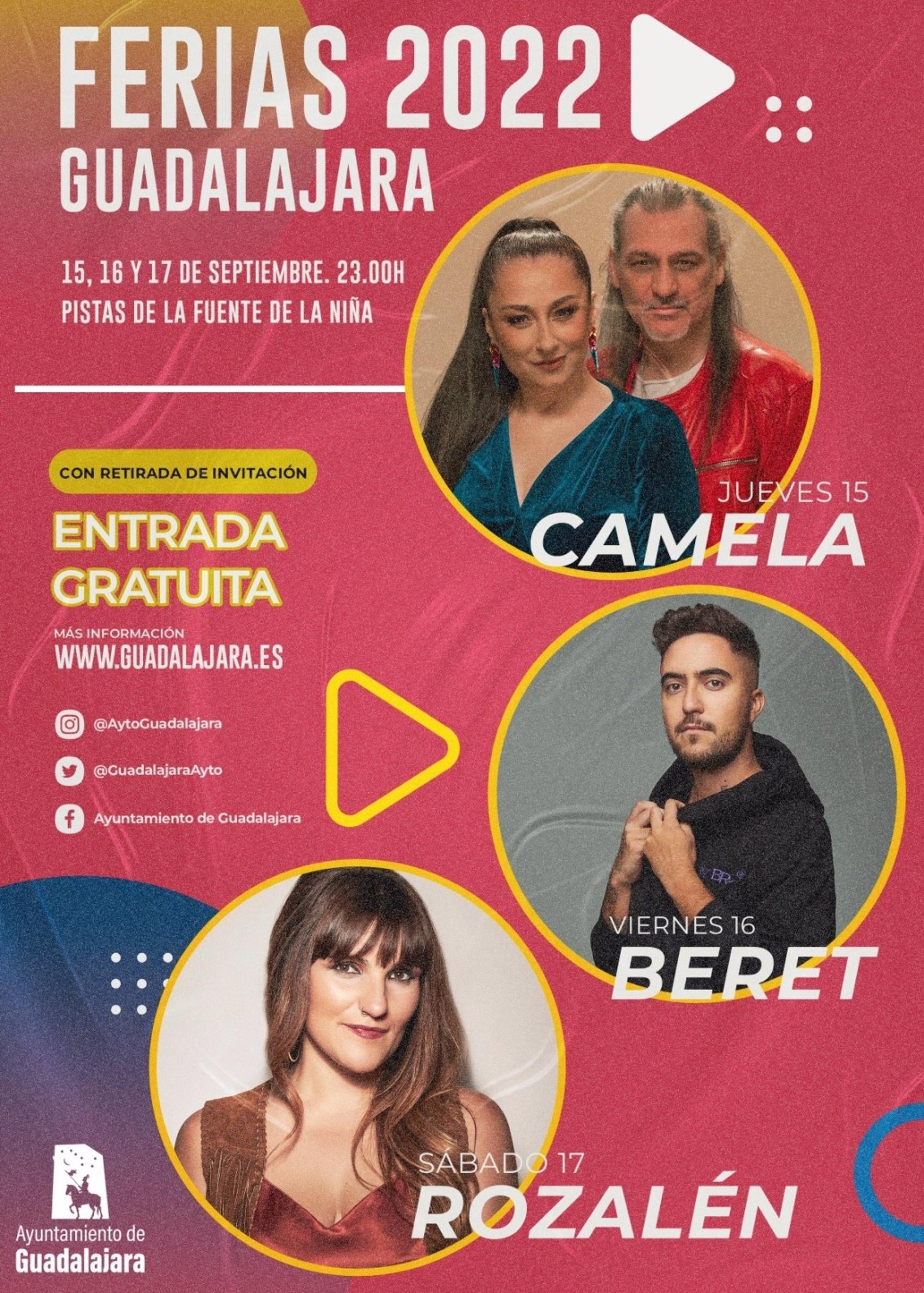 Cartel de los conciertos. Foto: Ayuntamiento de Guadalajara.