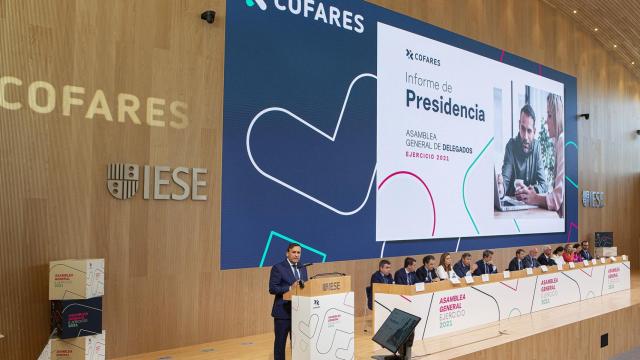 Eduardo Pastor, presidente de Cofares, durante su intervención en la Asamblea General.