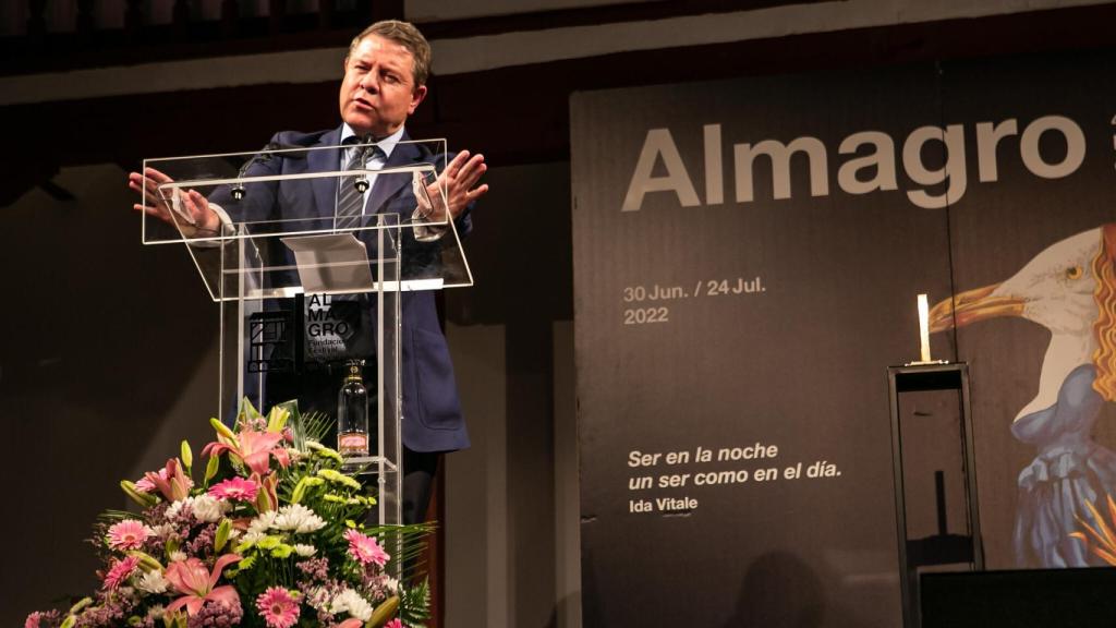 El presidente de Castilla-La Mancha, Emiliano García-Page, durante su intervención en Almagro