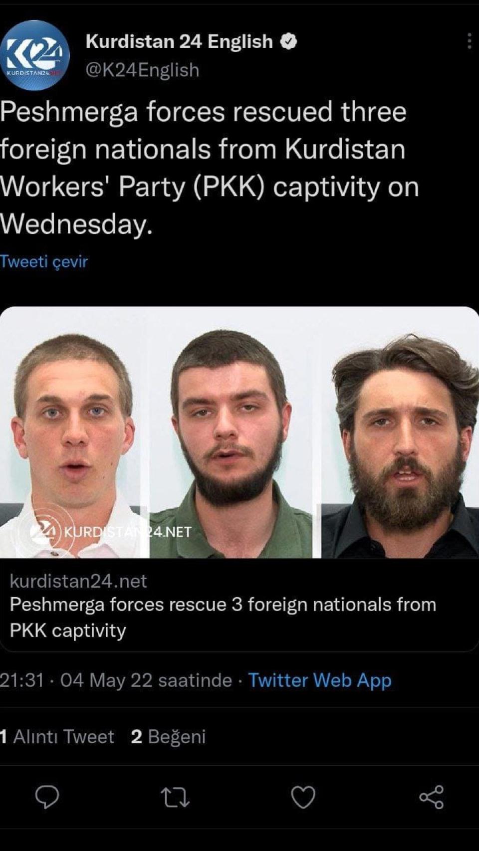 Los tres anglosajones que acusaron de secuestro a los españoles y sus camaradas.