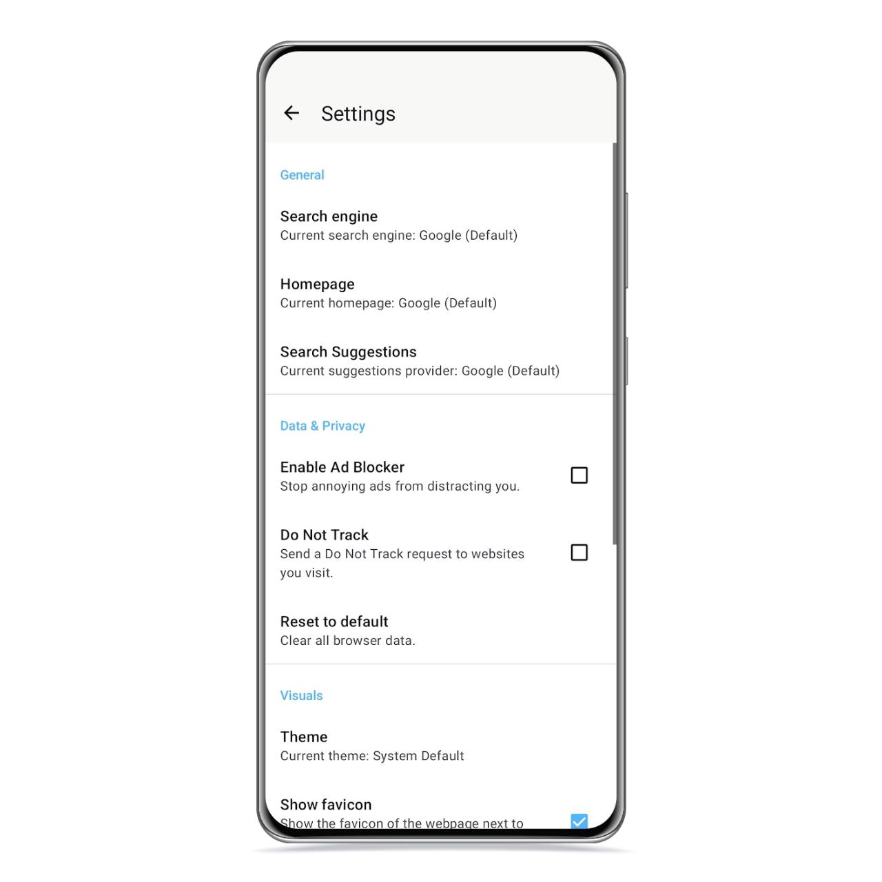 Ajustes de Browservio