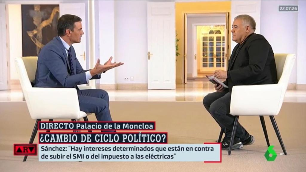 El presidente del Gobierno, Pedro Sánchez, durante un momento de la entrevista en La Sexta con Antonio García Ferreras.
