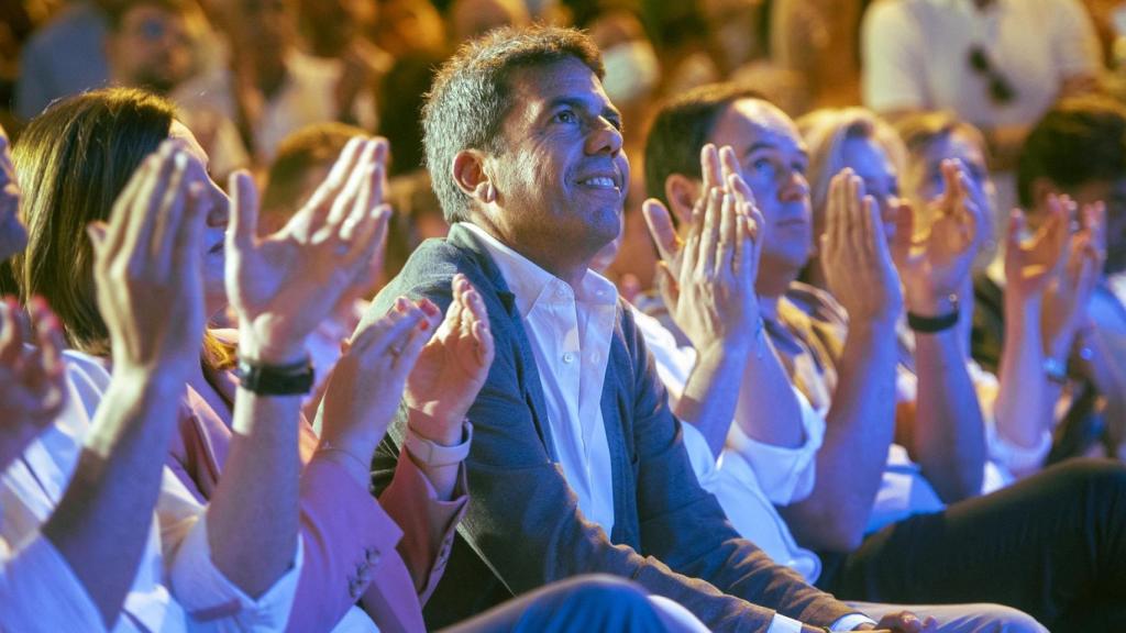 El presidente del PPCV, Carlos Mazón, durante el acto de primer aniversario de su elección.
