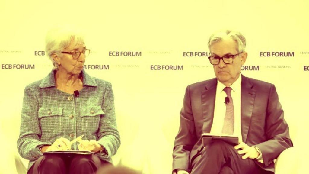 Christine Lagarde, la presidenta del BCE, y Jerome Powell, el presidente de la Fed.