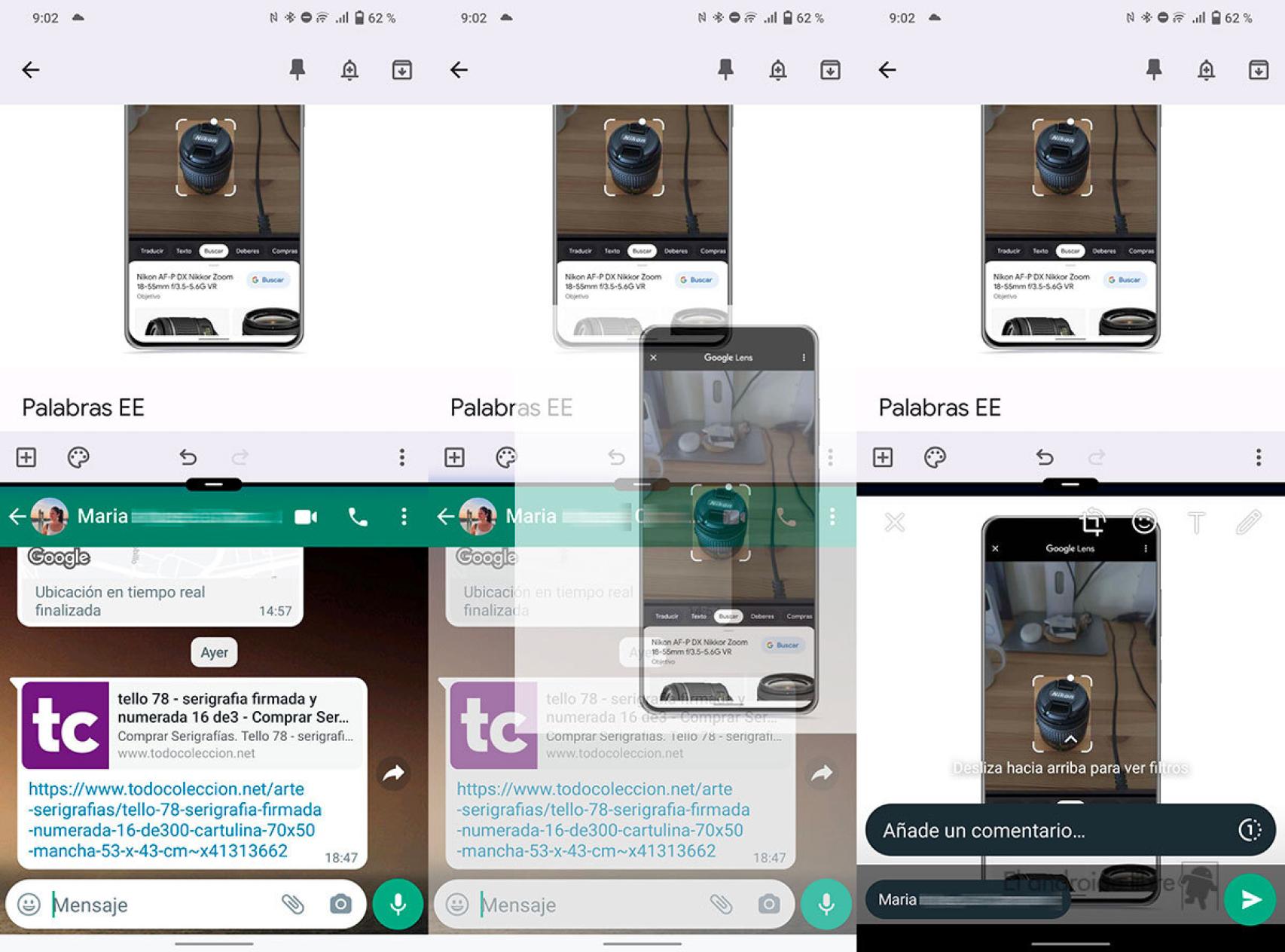 Arrastrando fotos desde Keep a otra aplicación
