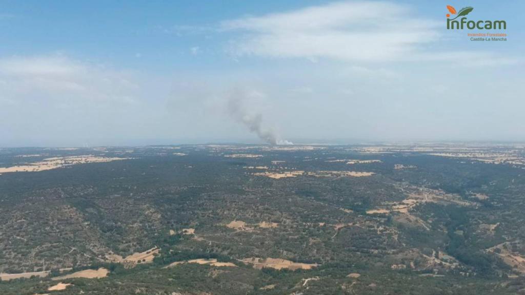 Imagen del incendio declarado en Budia. Foto: Infocam