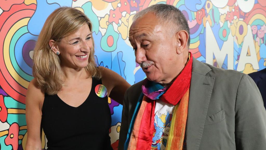 Yolanda Díaz, vicepresidenta segunda del Gobierno, y Pepe Álvarez, secretario general de UGT, en un acto este miércoles.
